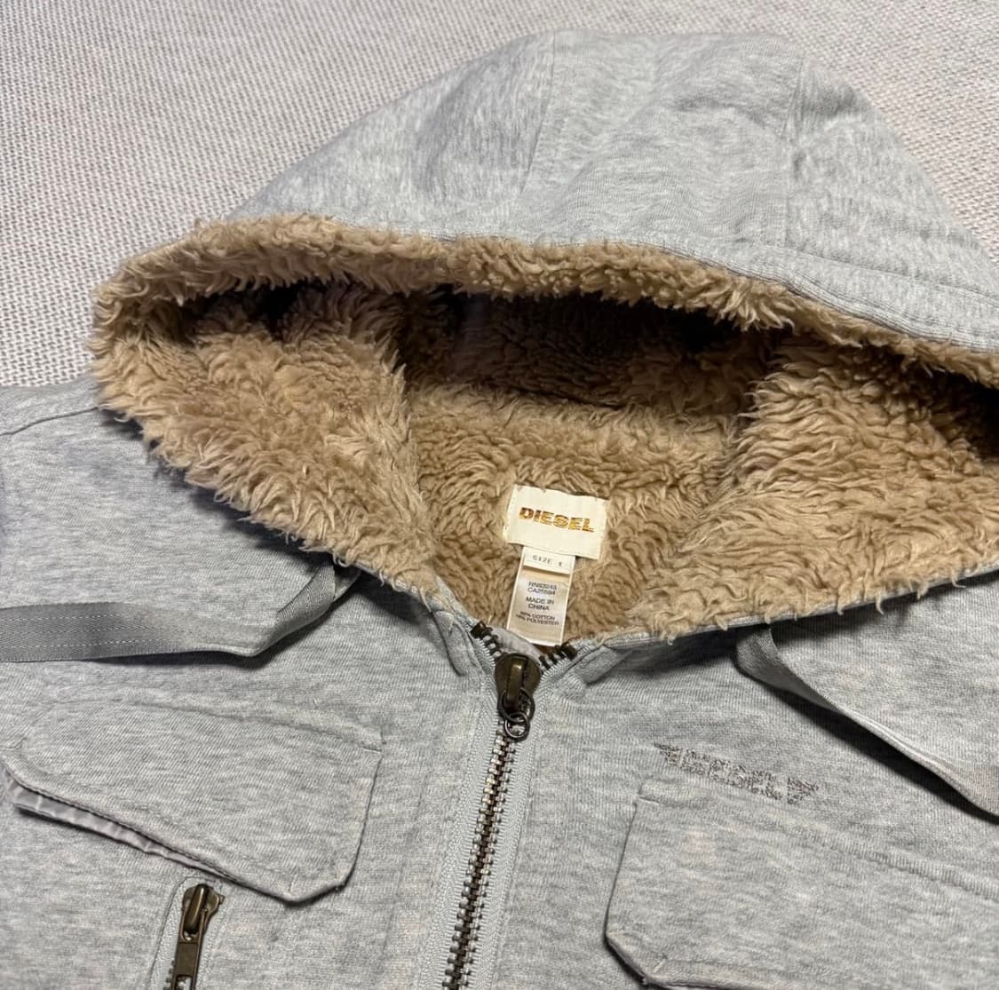 디젤 퍼 후드집업 그레이 상품이미지2