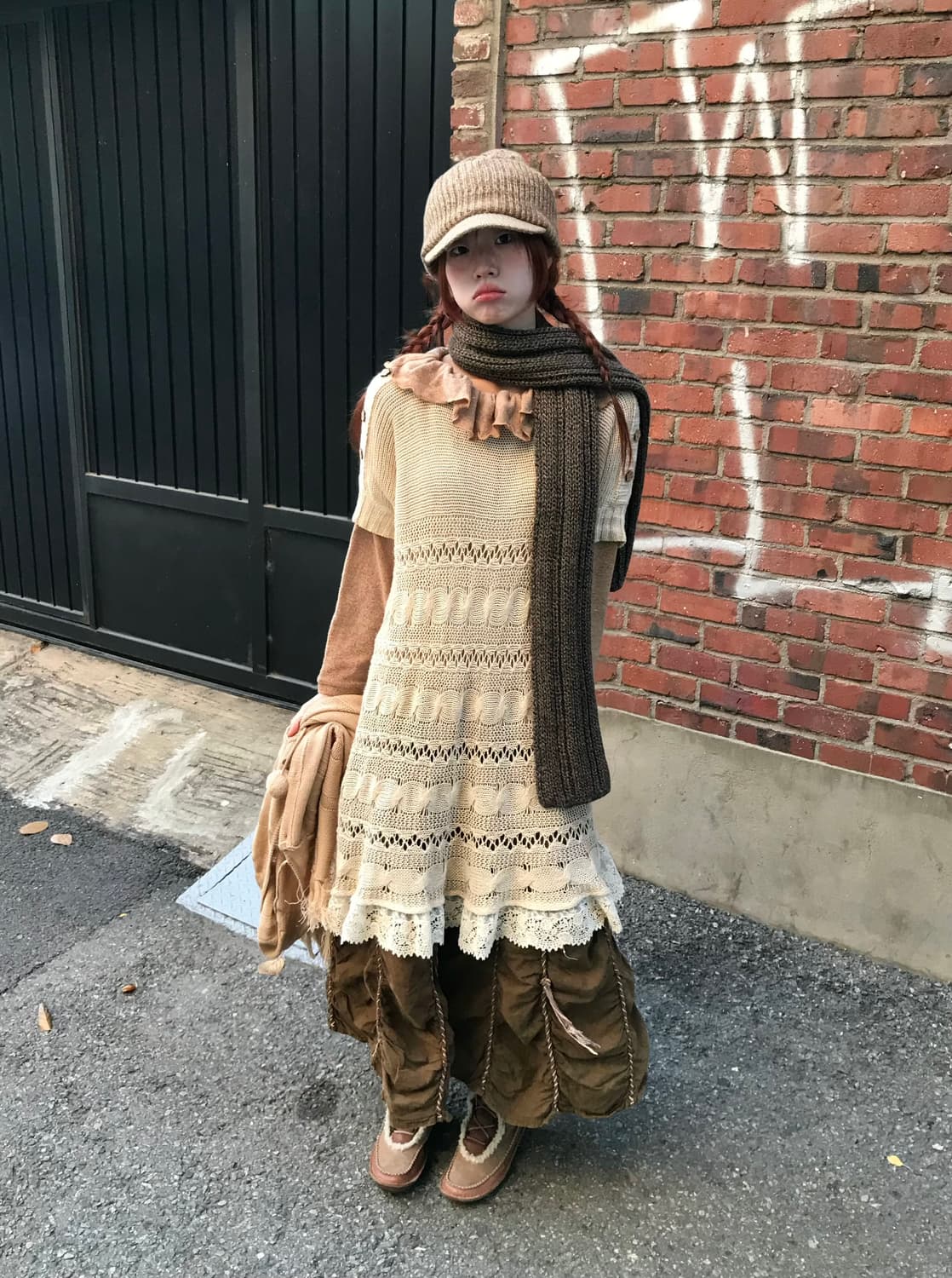 빈티지 브라운 페미닌 모리 그런지 코디 세트 상품이미지2