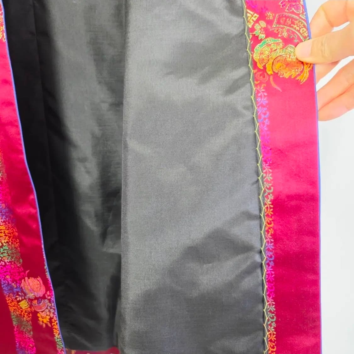 전통 자카드 마고자 버건디 오리엔탈 가운 상품이미지5