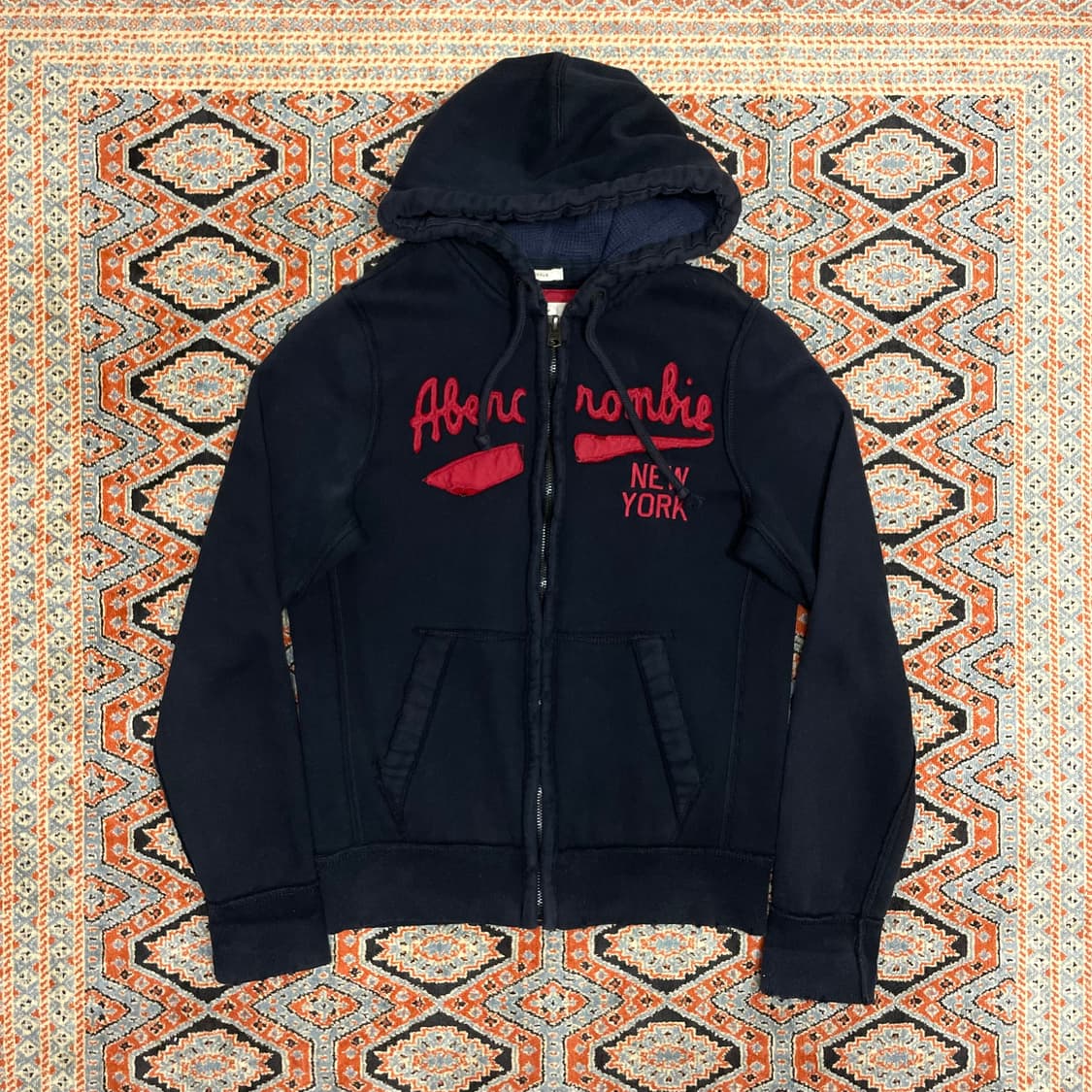 아베크롬비 스펠로고 네이비 기모 후드집업 여성L 상품이미지1