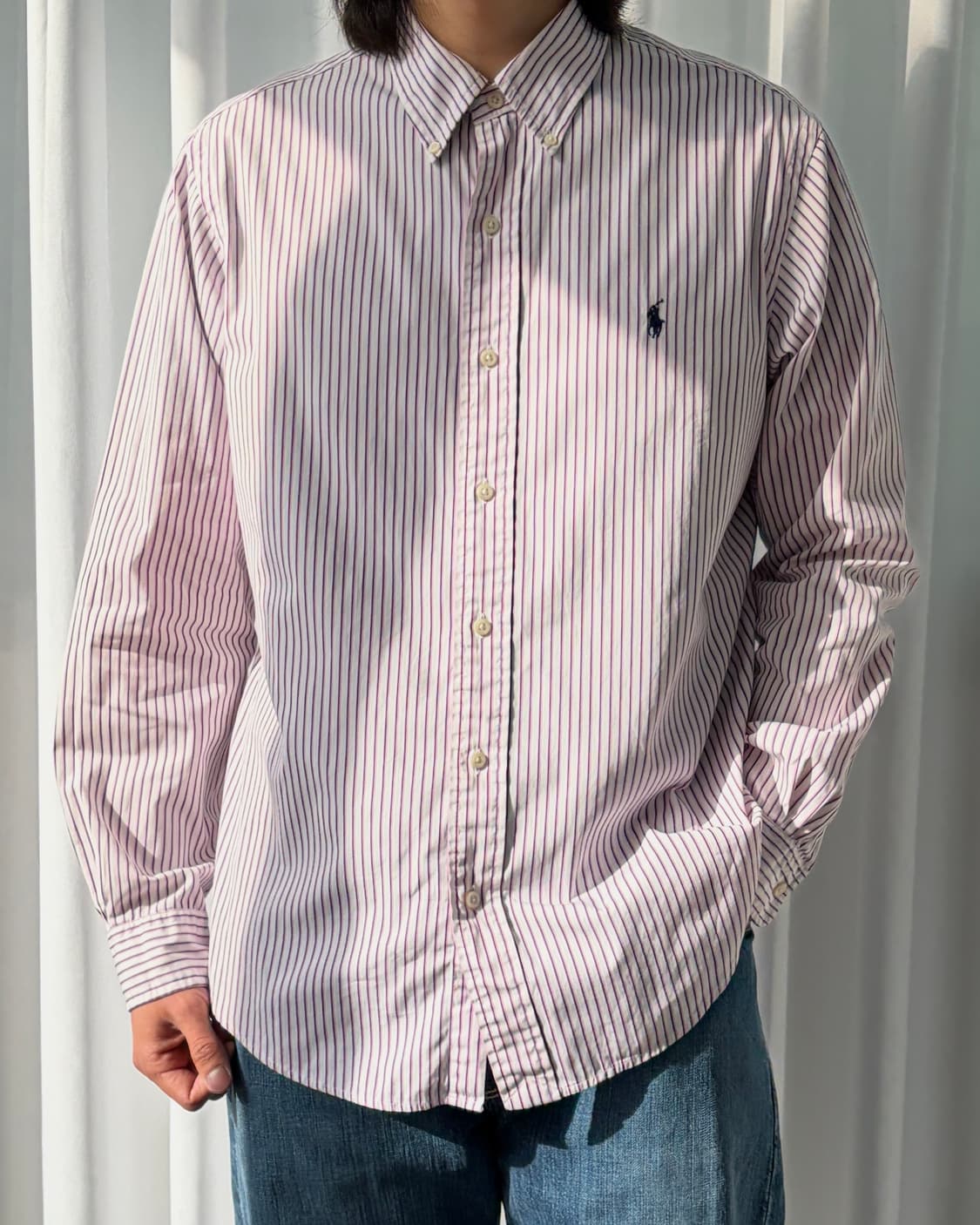 [L-XL]폴로 랄프로렌 커스텀핏 스트라이프 포플린 셔츠 상품이미지1