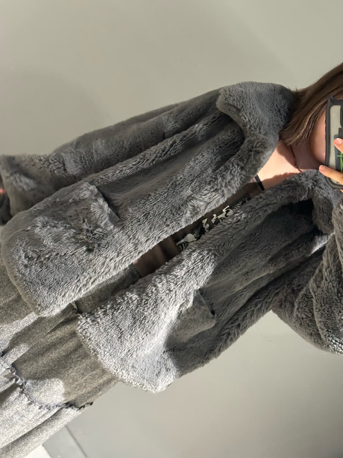 grayish blue pocket eco fur jk 상품이미지3