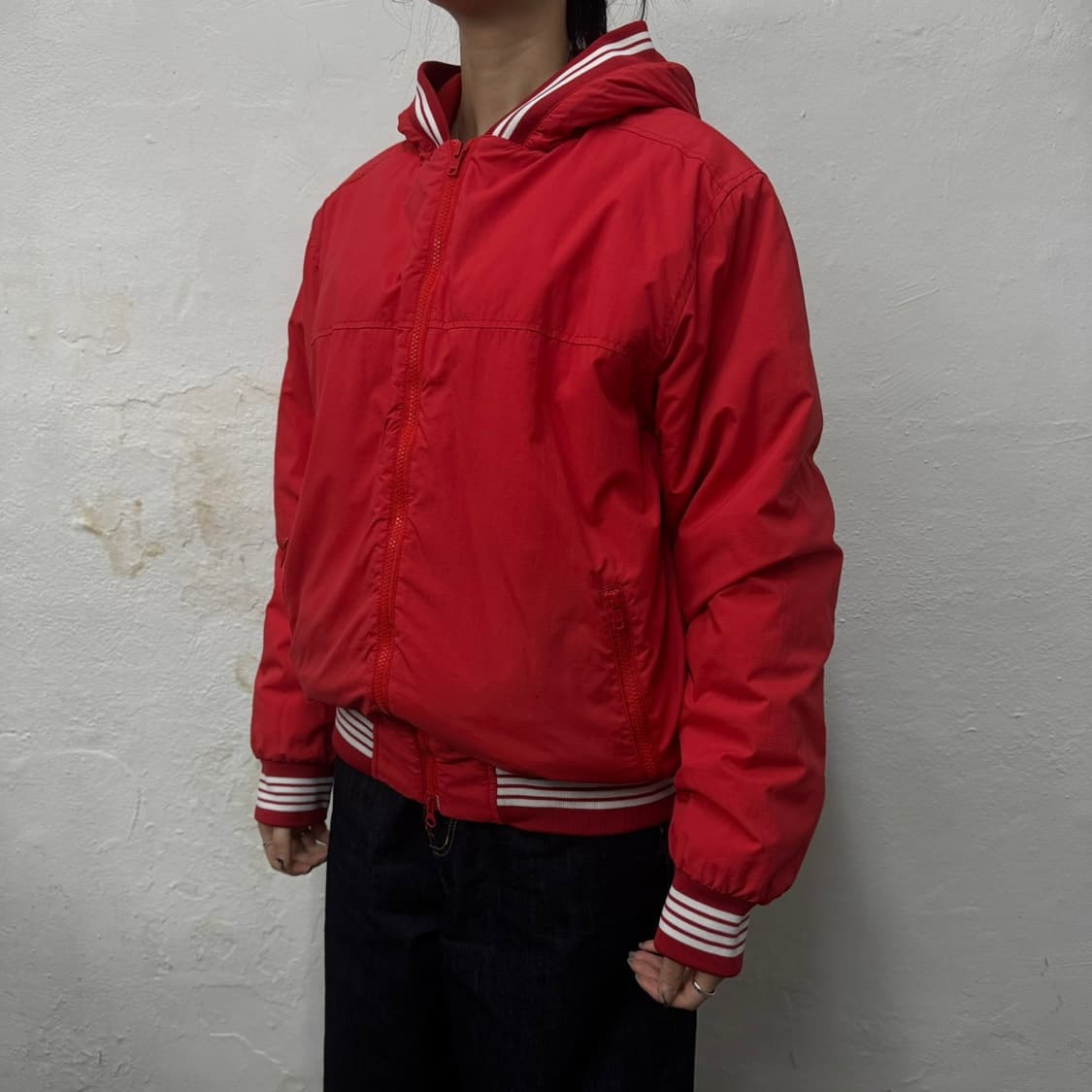 스투시 GEAR 레드컬러 나일론 혼방 퍼프 써모라이트 후드 패디드 자켓 상품이미지1