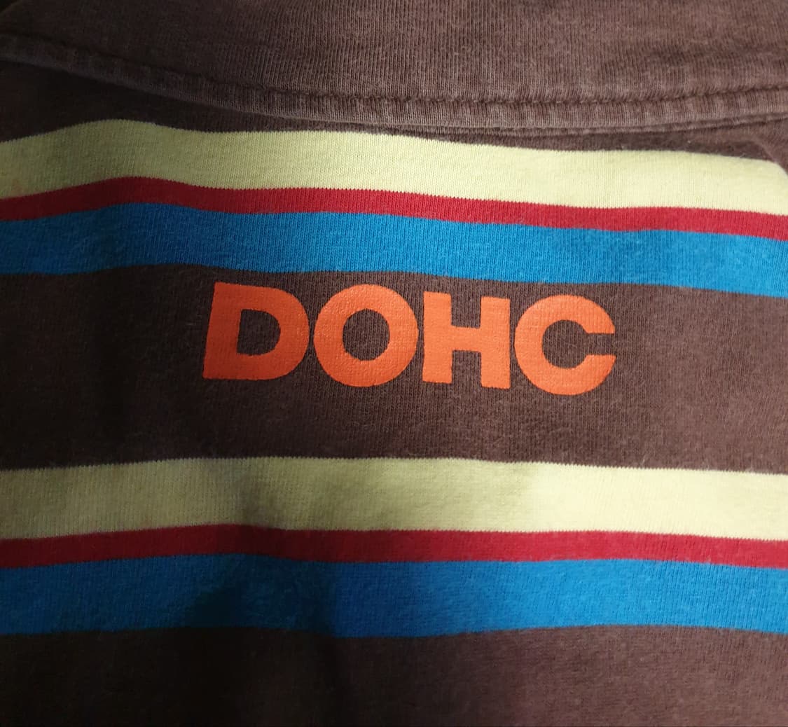 (00s) DOHC 스트라이프 독수리 자수 Y2K 반팔 카라티 (XL) 상품이미지5