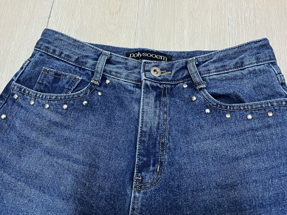 [당일배송] 폴리수엠 스터드 워시드 진, 폴리수엠 데님 팬츠, 바지 상품이미지3