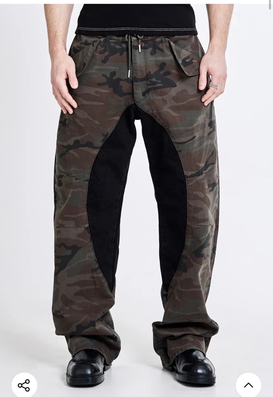Lining cargo pants - camo black 상품이미지5