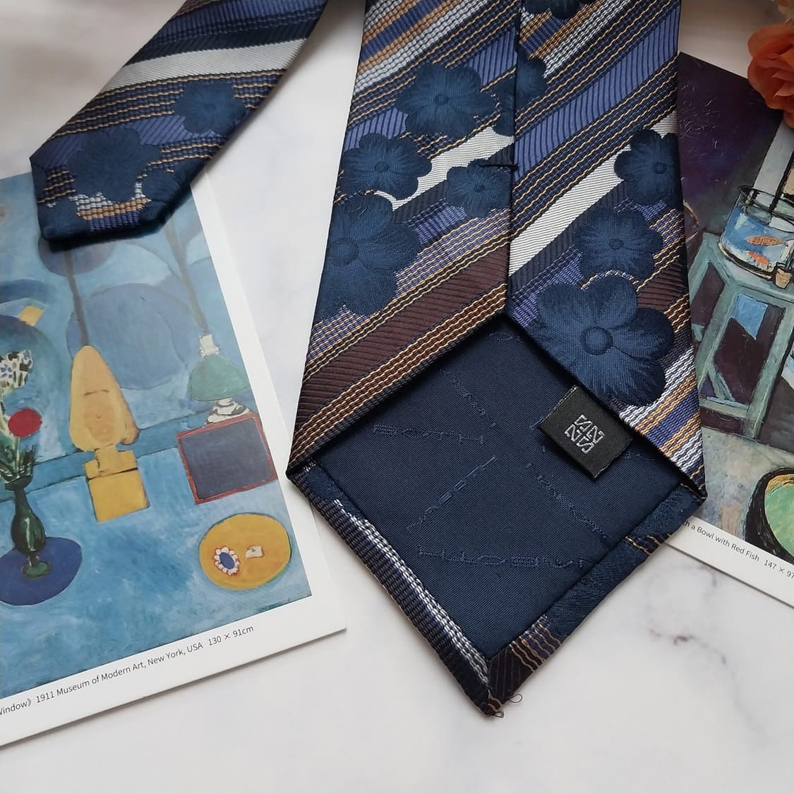 나보뜨 파리 실크 플라워 스트라이프 넥타이 9.6cm 새상품 K1459
 상품이미지7