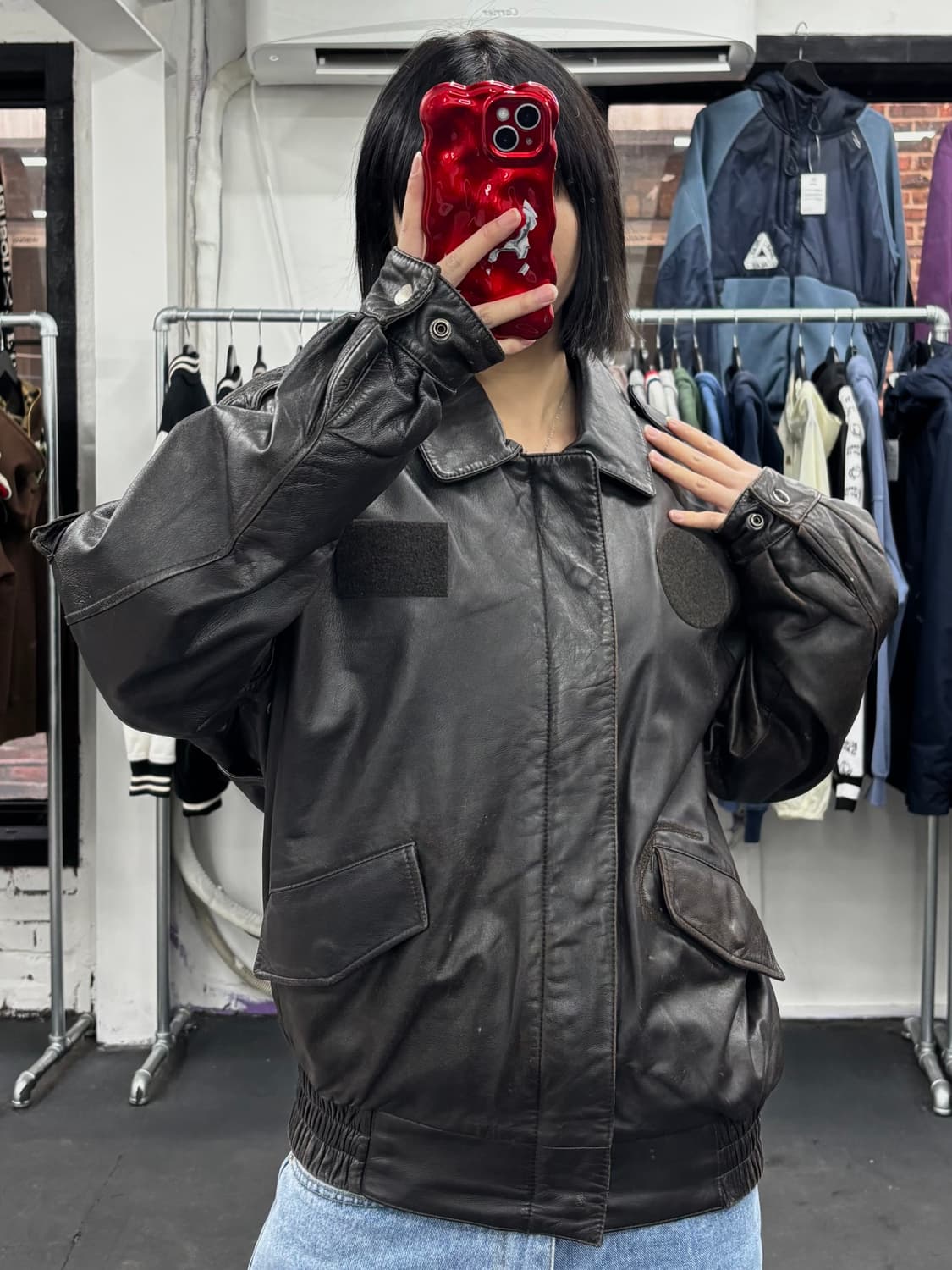 VTG 레더 봄버 자켓 상품이미지4