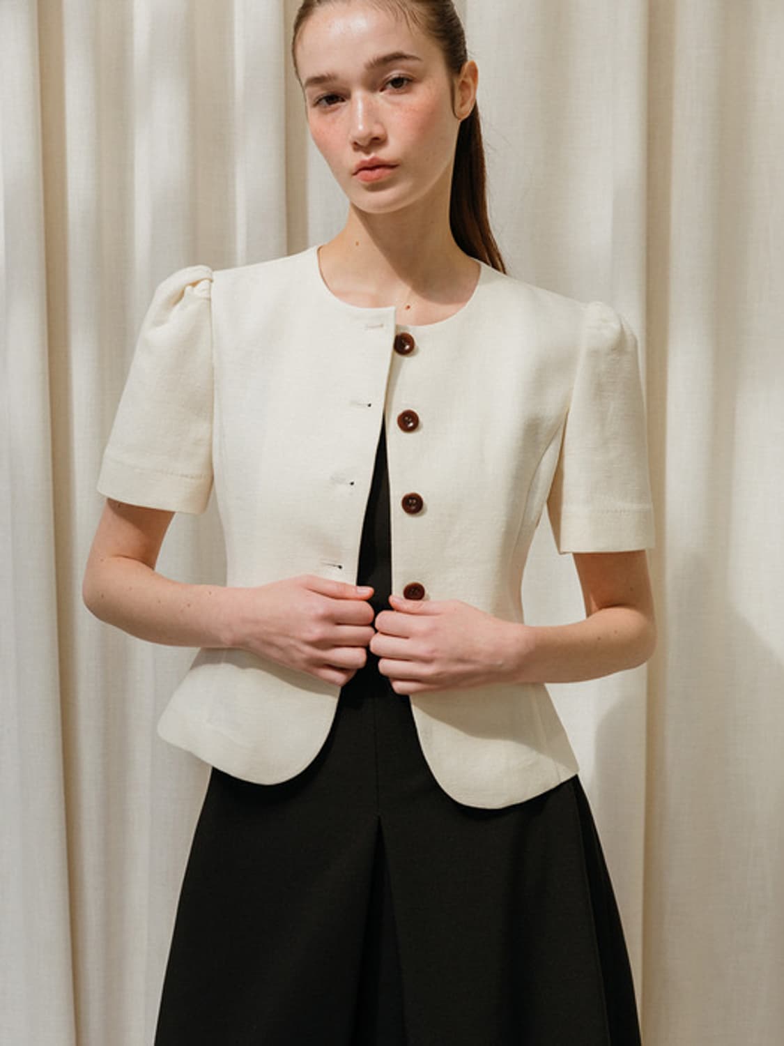 피버 Puff Sleeve Short Jacket_ivory 상품이미지1