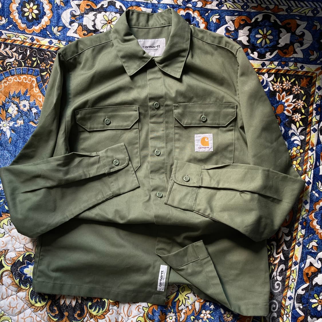 Carhartt WIP 칼하트 카키 워크웨어 포켓 버튼 셔츠 남방 자켓 상품이미지2