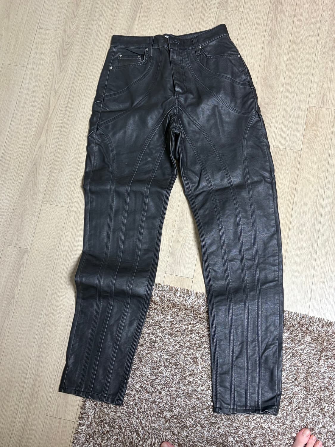 604service 레더 팬츠 그레이 상품이미지2