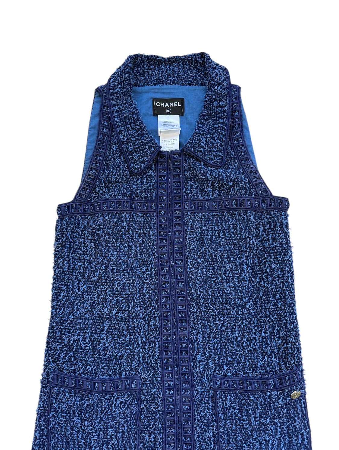 샤넬 트위드 슬리브리스 원피스 드레스 상품이미지3