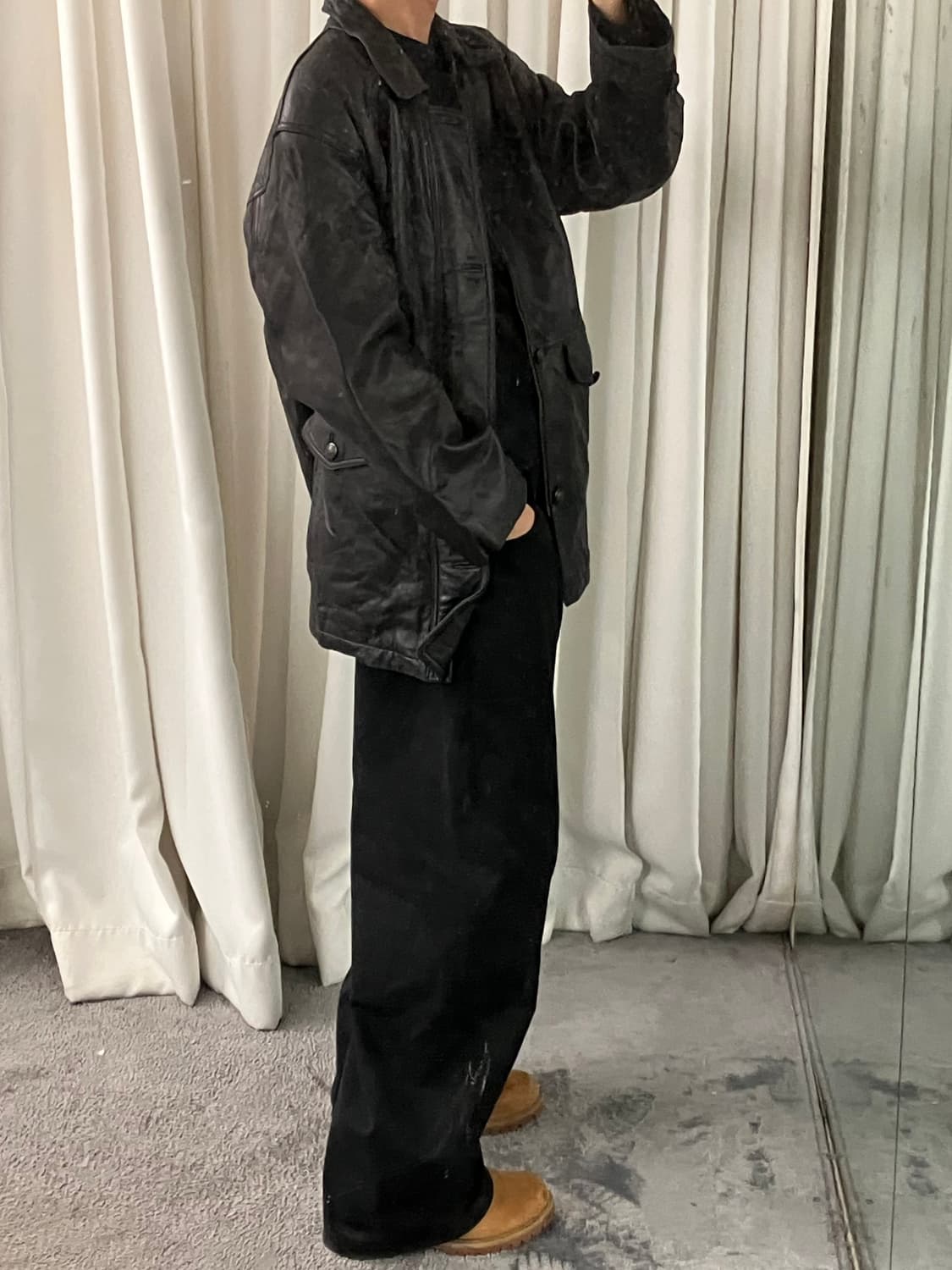 D’HOMME A HOMME 양가죽 하프 코트 L 상품이미지7