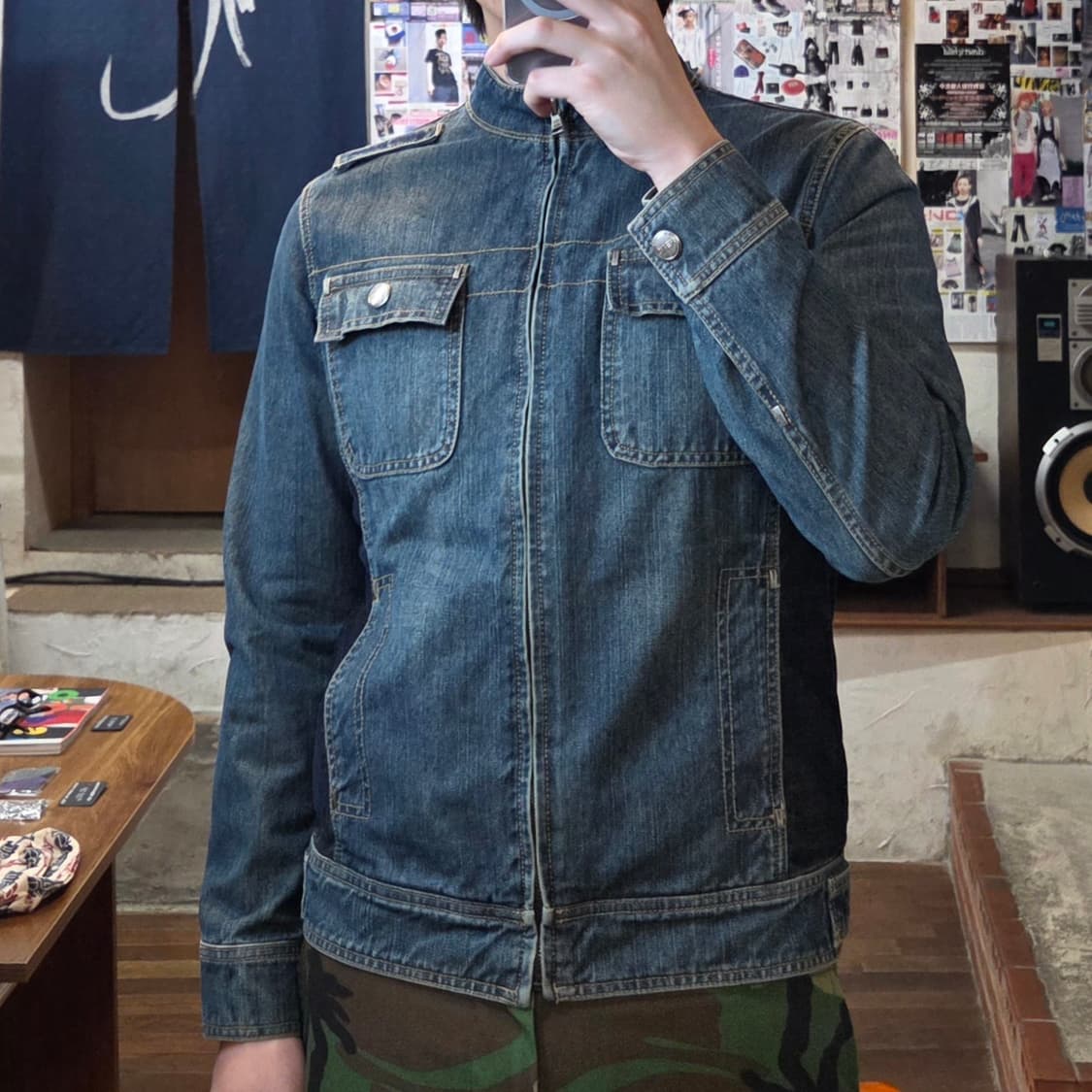 빈티지 골지 배색 데님 자켓  상품이미지2