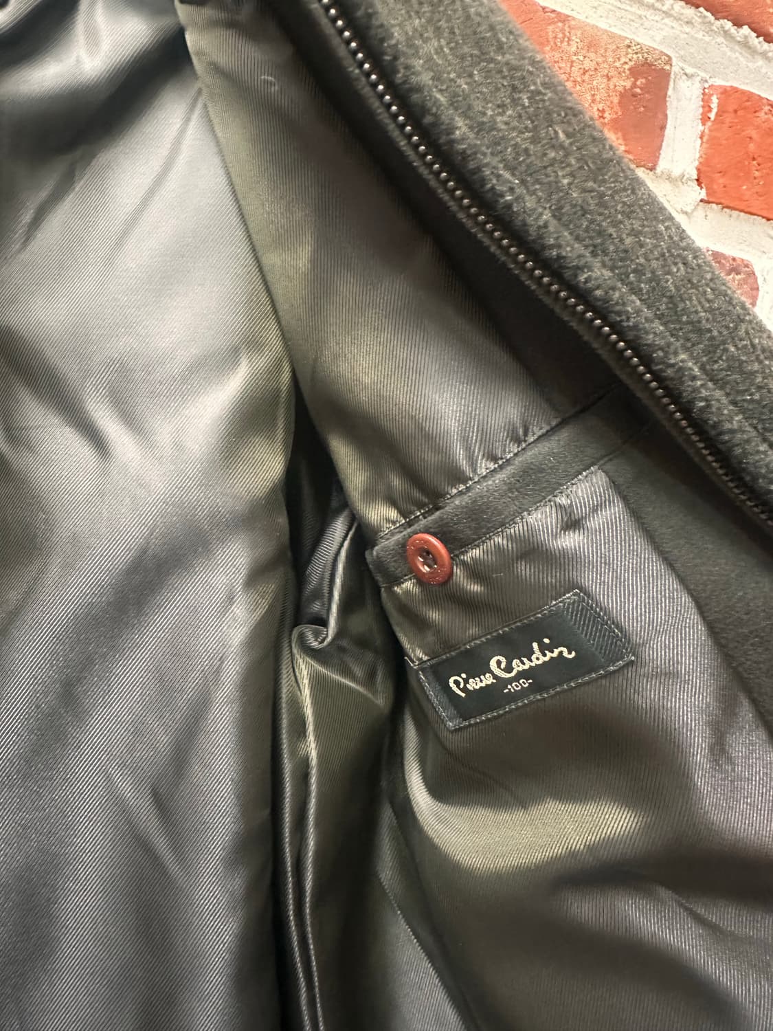 (100)피에르가르뎅 체크 울 블루종 카키 상품이미지7