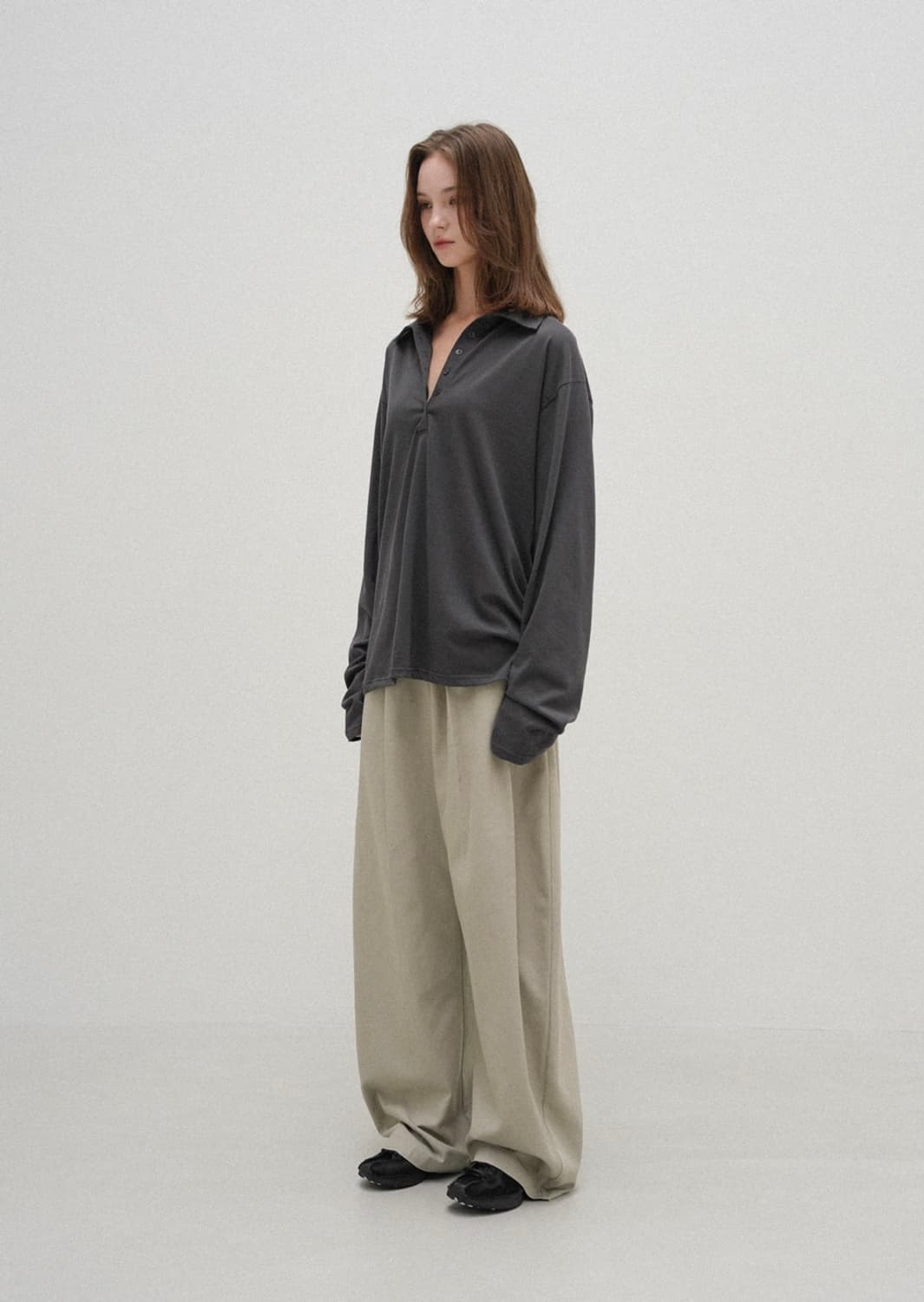 (새상품) 프렙포더 rise collar button top 카라티 상품이미지3