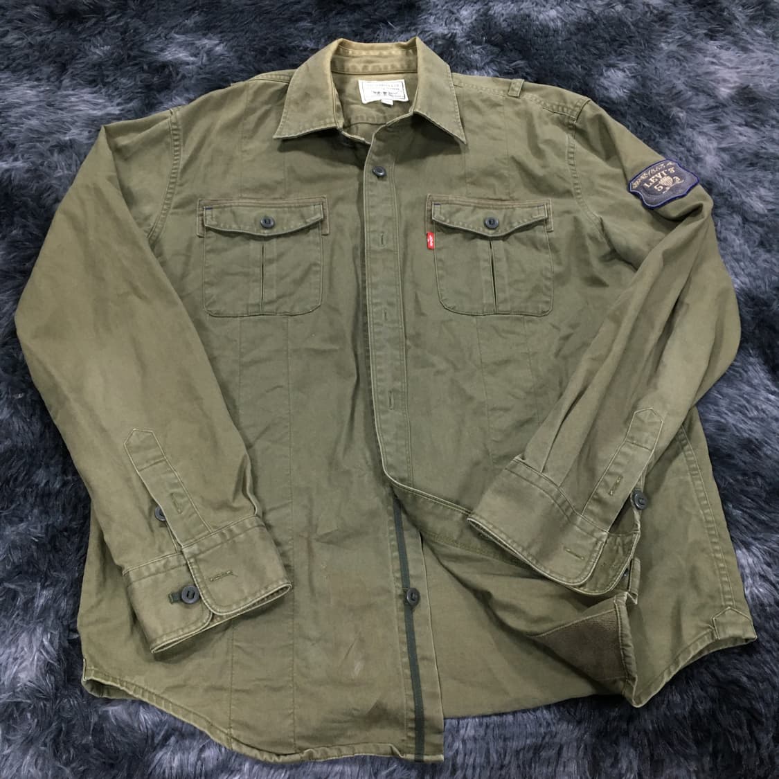 투티/0217 리바이스 오리지널 워크 트러커 셔츠 올리브 카키 빈티지 상품이미지3