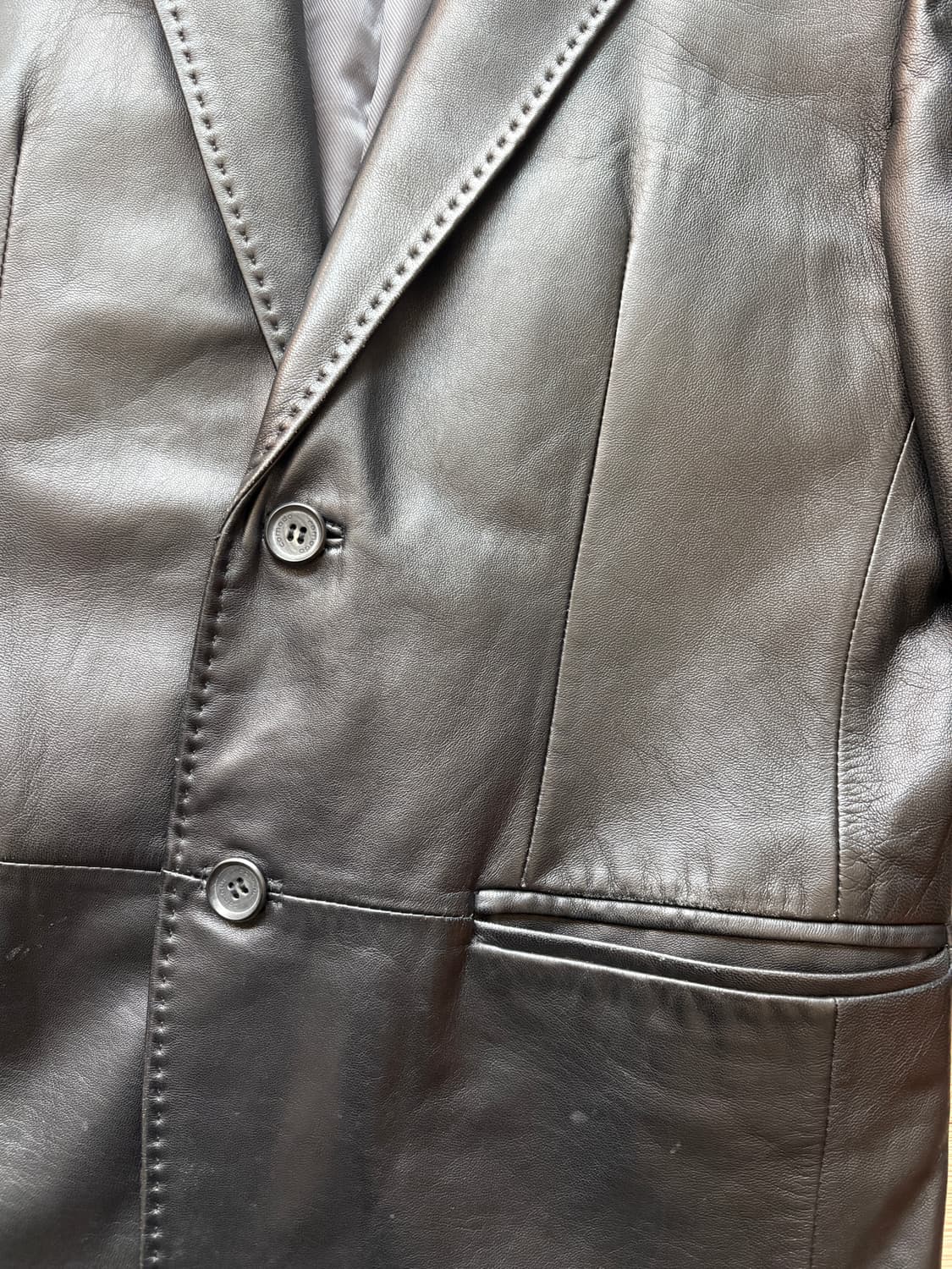 빈티지 블랙 가죽 자켓 블레이저 상품이미지3