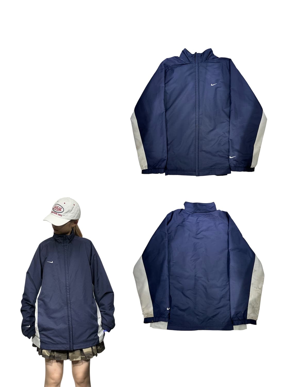 00s 나이키 네이비 로고 사이드 라인 바람막이 자켓 L 상품이미지1