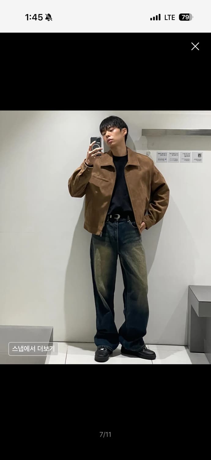 무탠다드 빅 브러쉬 와이드 데님 팬츠 (옐로우 딥 인디고) 상품이미지4