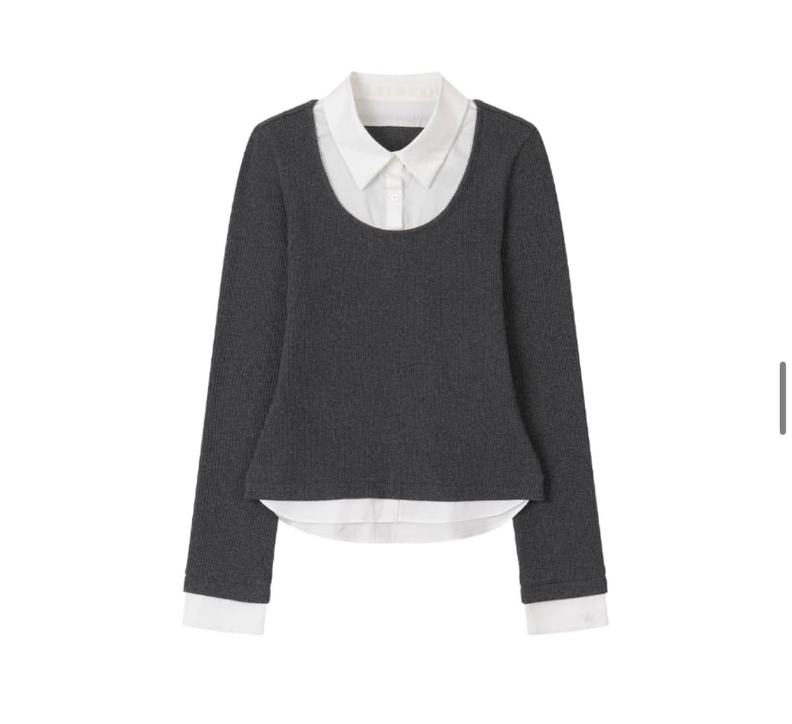 (S) 드로우핏 우먼 포엠 레이어드 카라 셔츠 탑 [CHARCOAL] 상품이미지8