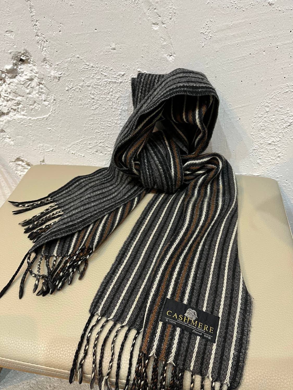 Made in JAPAN 울 캐시미어 니팅 머플러 상품이미지1