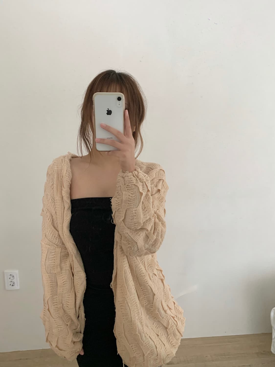 빈티지 그런지페어리 라떼갸루 베이지 니트 가디건 상품이미지2