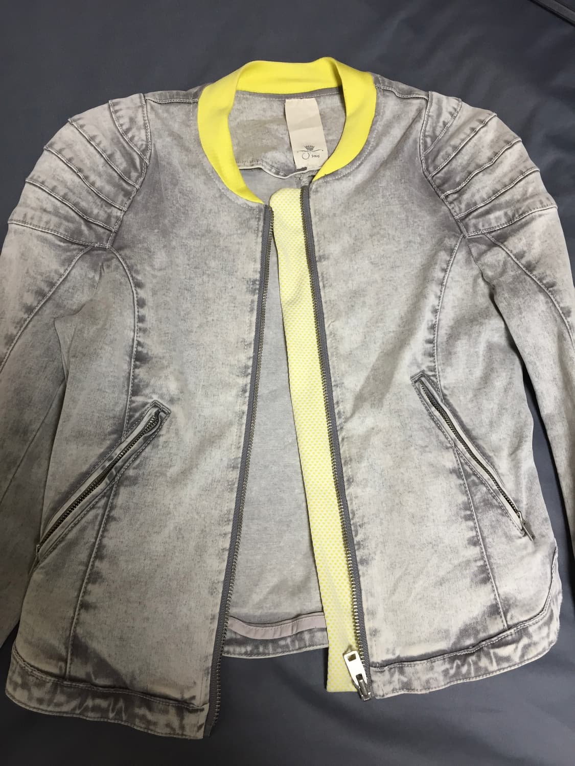 워싱 바이커 슬림 자켓/네온 포인트 상품이미지1