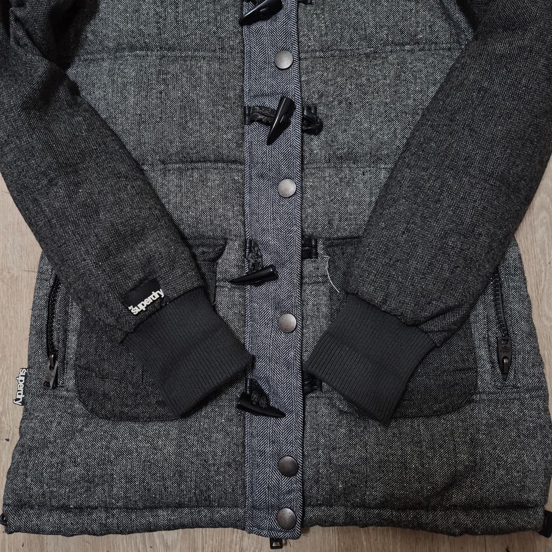 슈퍼드라이 프리미엄 블랙라벨 헤링본 울 떡볶이 롱패딩 점퍼 M(95) 상품이미지3