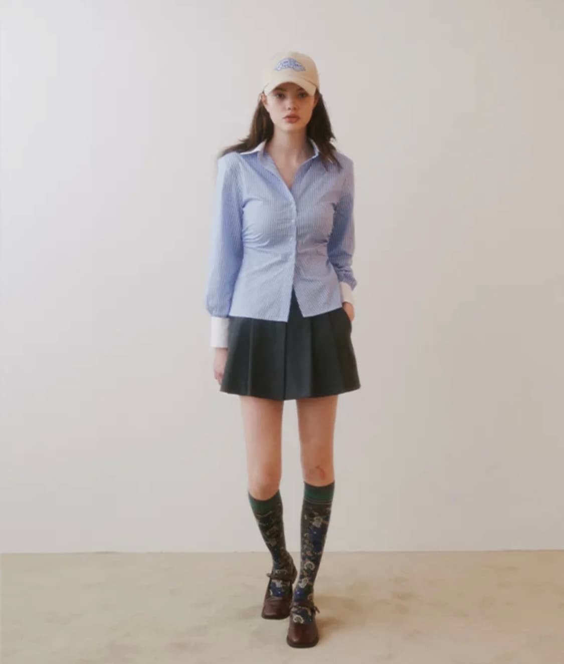 그린버터 스판 스트라이프 셔츠 m 상품이미지2