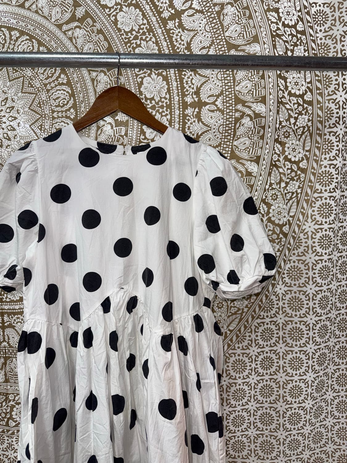 여성 도트 퍼프 반팔 원피스 상품이미지3