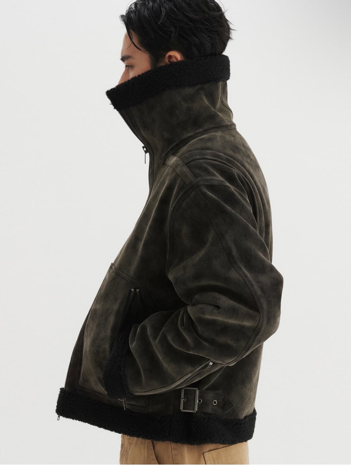 르마드 스웨이드 하이넥 무스탕 상품이미지2