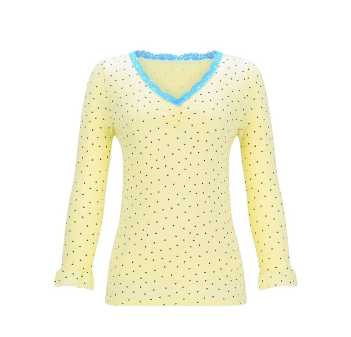 샵페어리 미니 하트 레이스 탑 레몬 Lace top lemon 상품이미지1