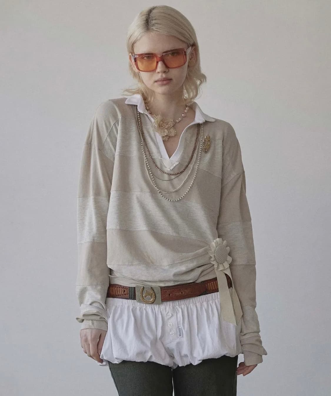 Rugby Striped Polo Jersey Oatmeal/Raw 상품이미지1