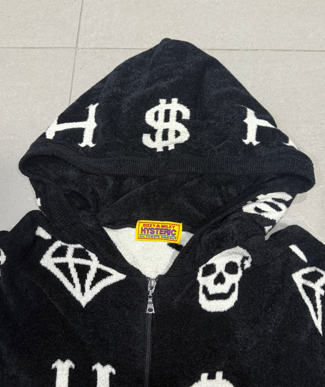 히스테릭 글래머 해골 보석 돈 테리 원단 플리스 후드 집업 자켓 상품이미지3