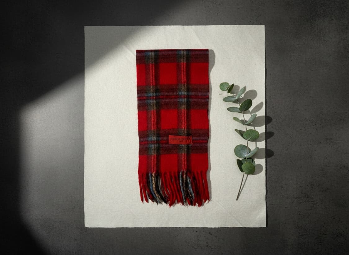 Charles Jourdan 샤를 쥬르당 레드 체크 울 머플러 상품이미지4