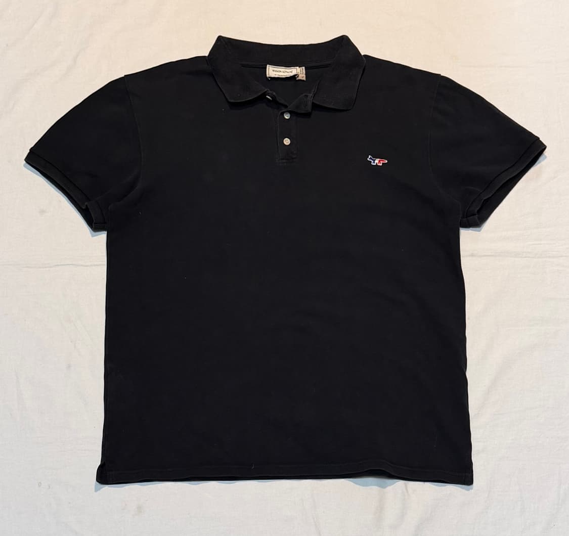 메종키츠네 트리컬러 폭스로고 카라티 블랙 상품이미지1