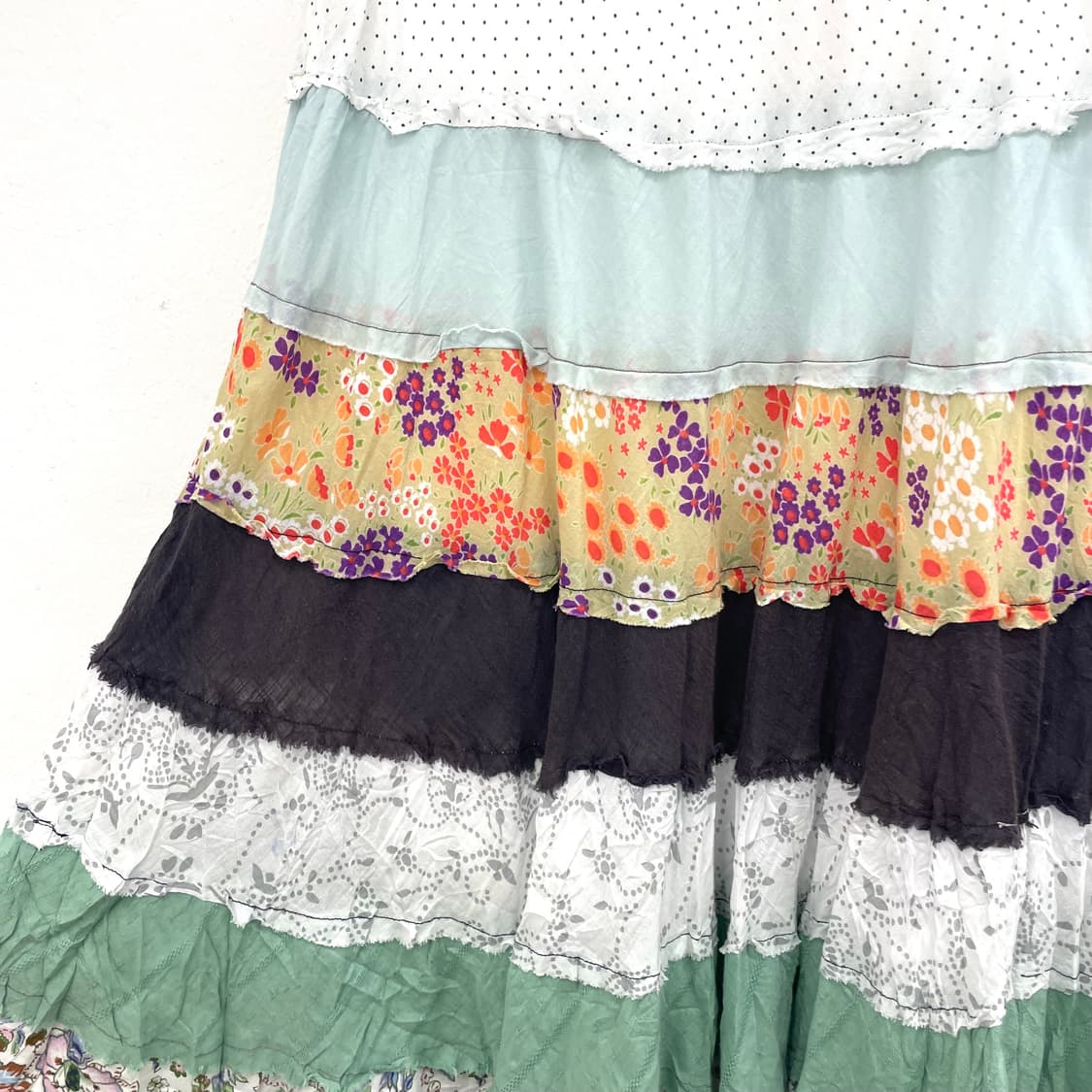 patchwork tiered maxi skirt 상품이미지2