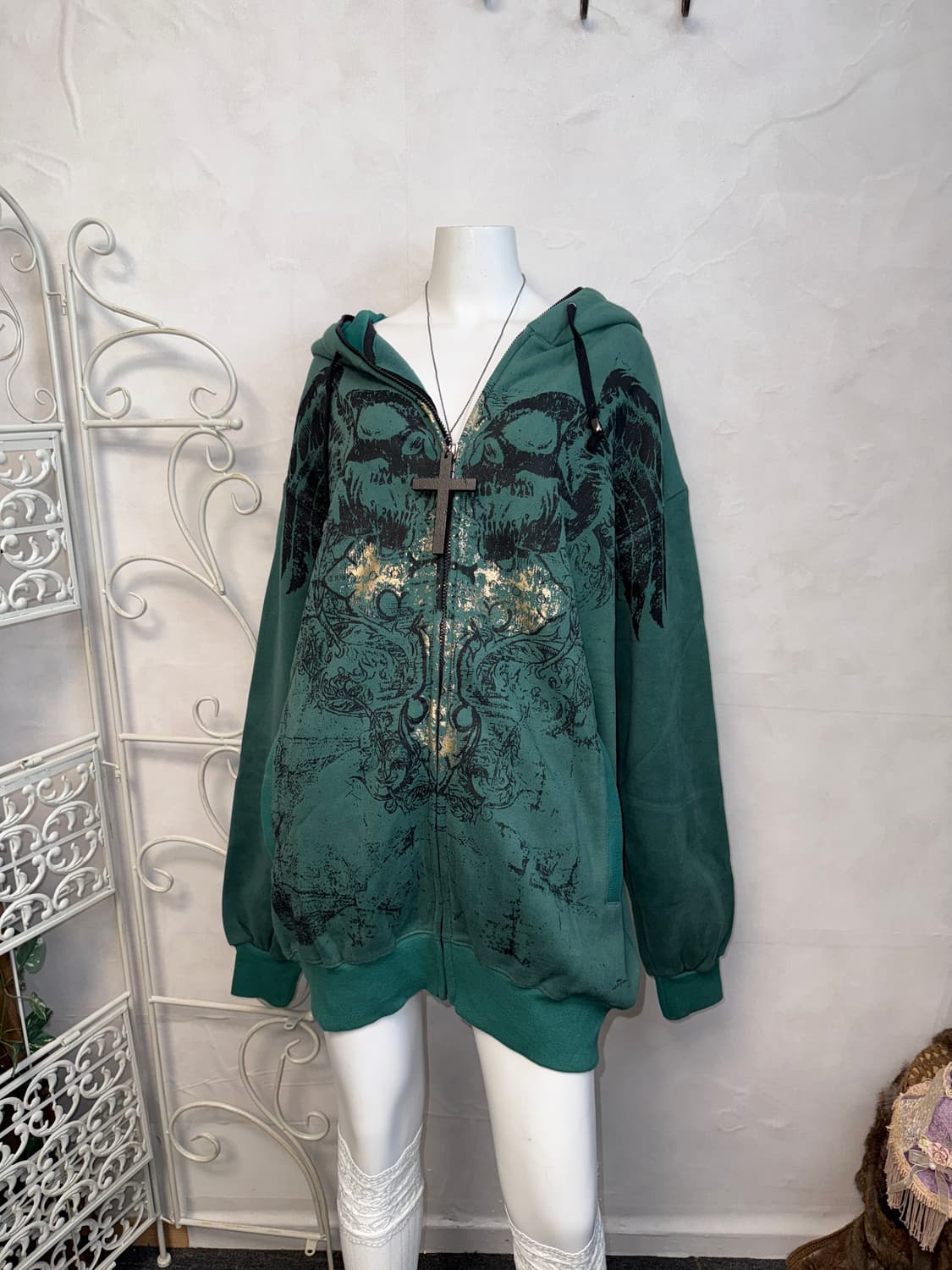Affliction blue green punk graphic 후드집업 상품이미지6