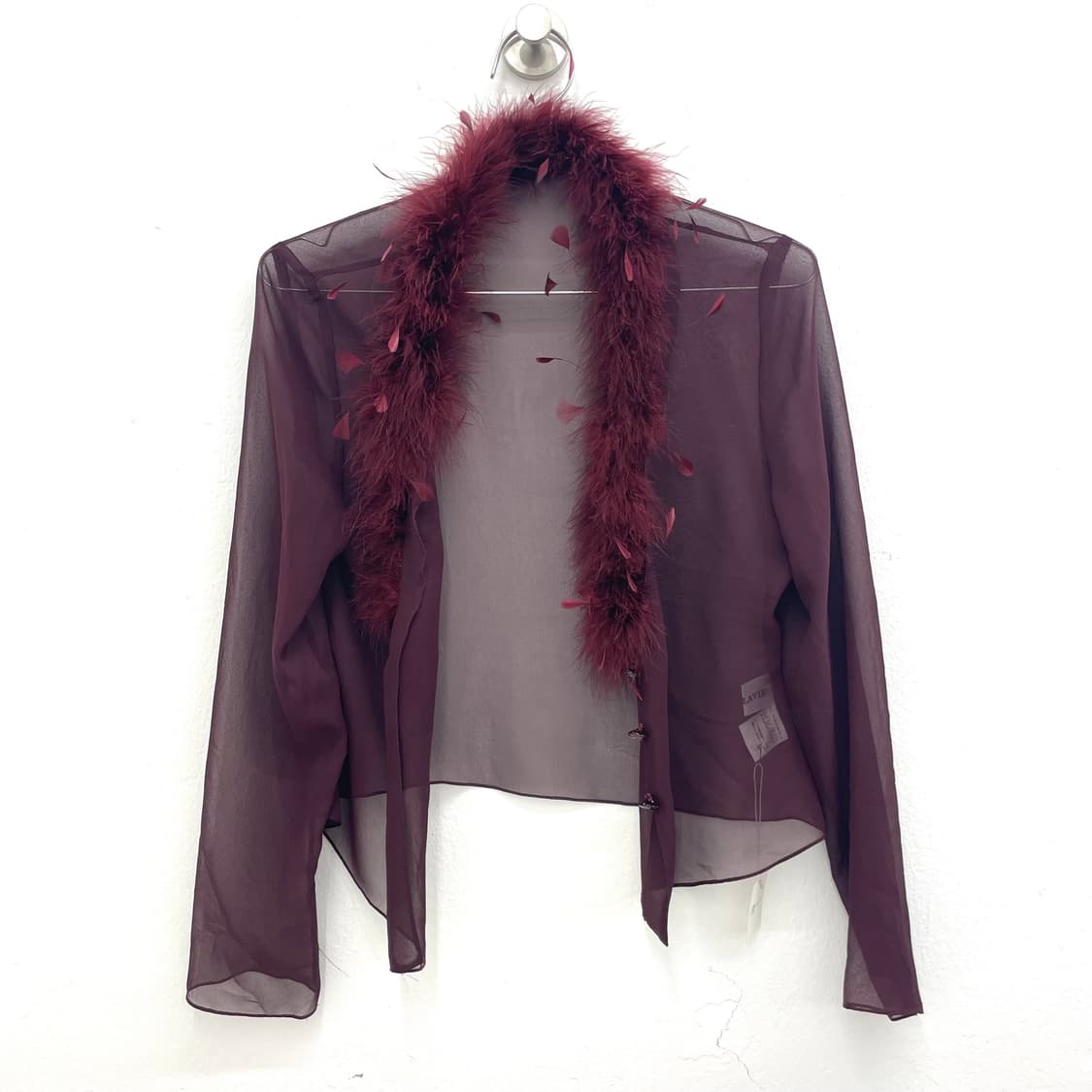feather trim sheer cardigan 상품이미지2
