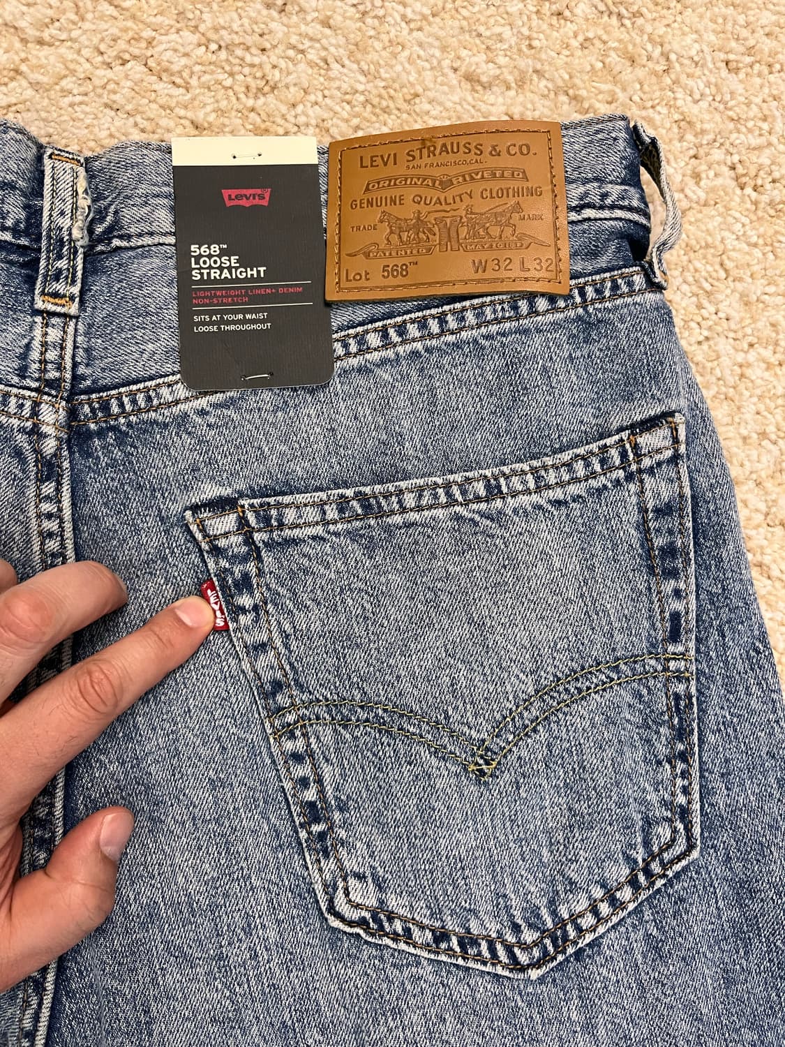 [새상품] 리바이스 568 32*32 린넨+ 데님, 여름 청바지 끝판왕 상품이미지6