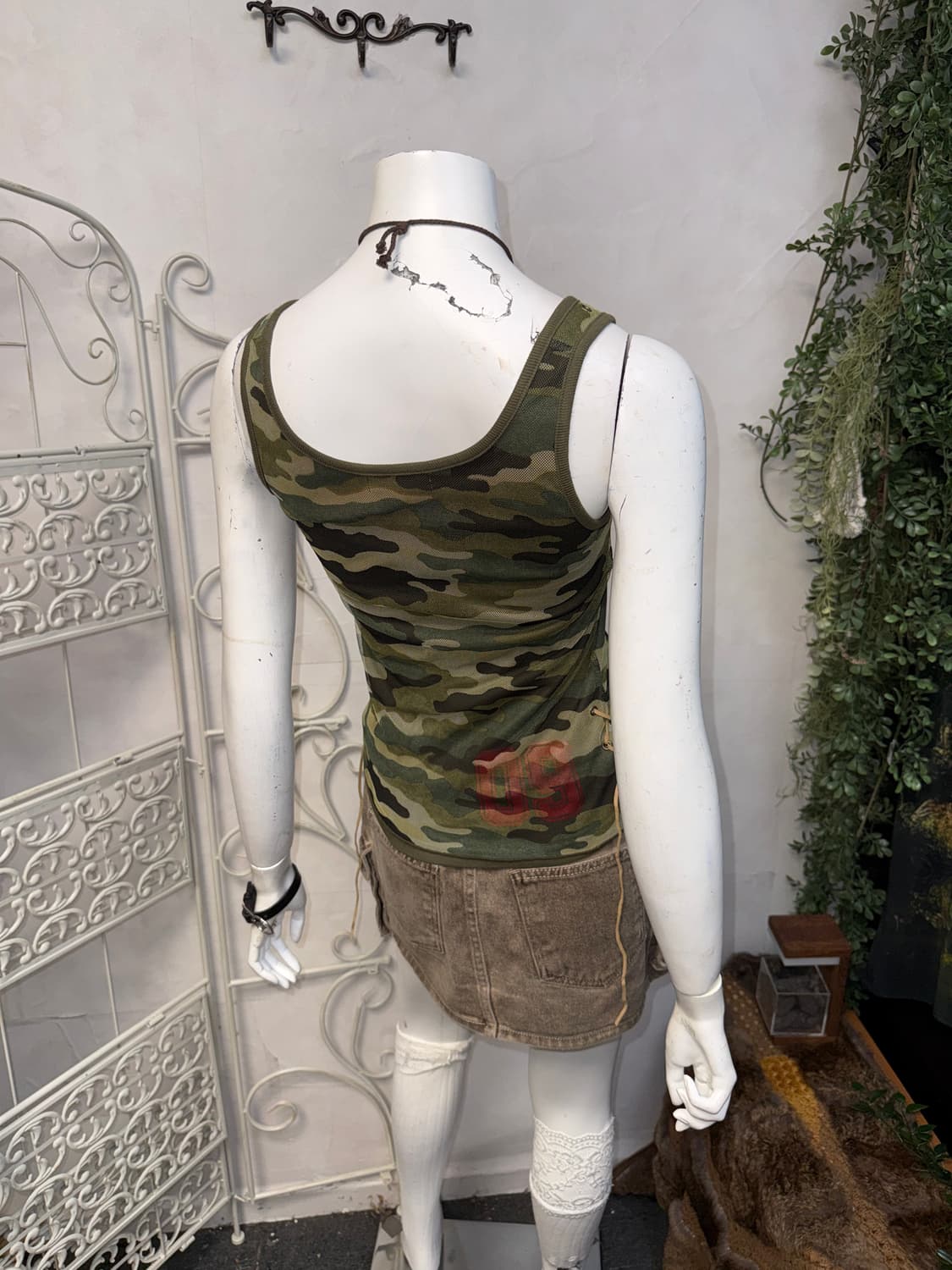 Khaki camouflage mesh laceup sleeveless 상품이미지7