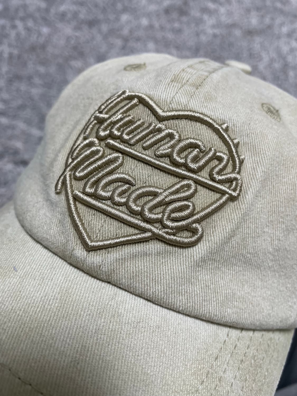 휴먼메이드 로고자수 빈티지워싱 베이지 캡 Free 상품이미지4