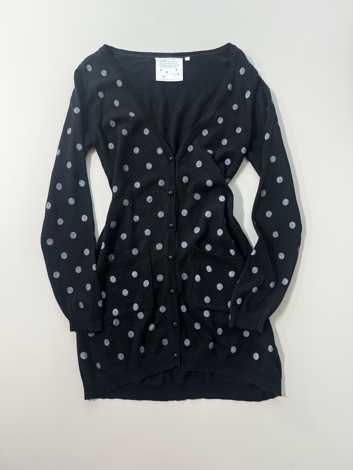 도트 패턴 버튼 롱 가디건 상품이미지3