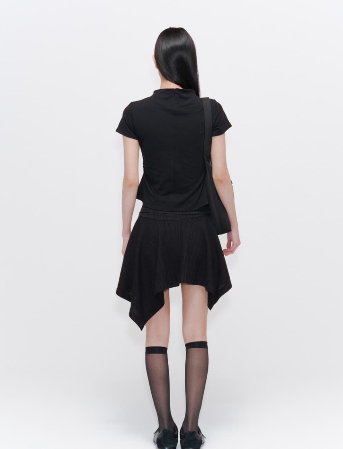 미세키서울 언발란스 미니 스커트 블랙 상품이미지5