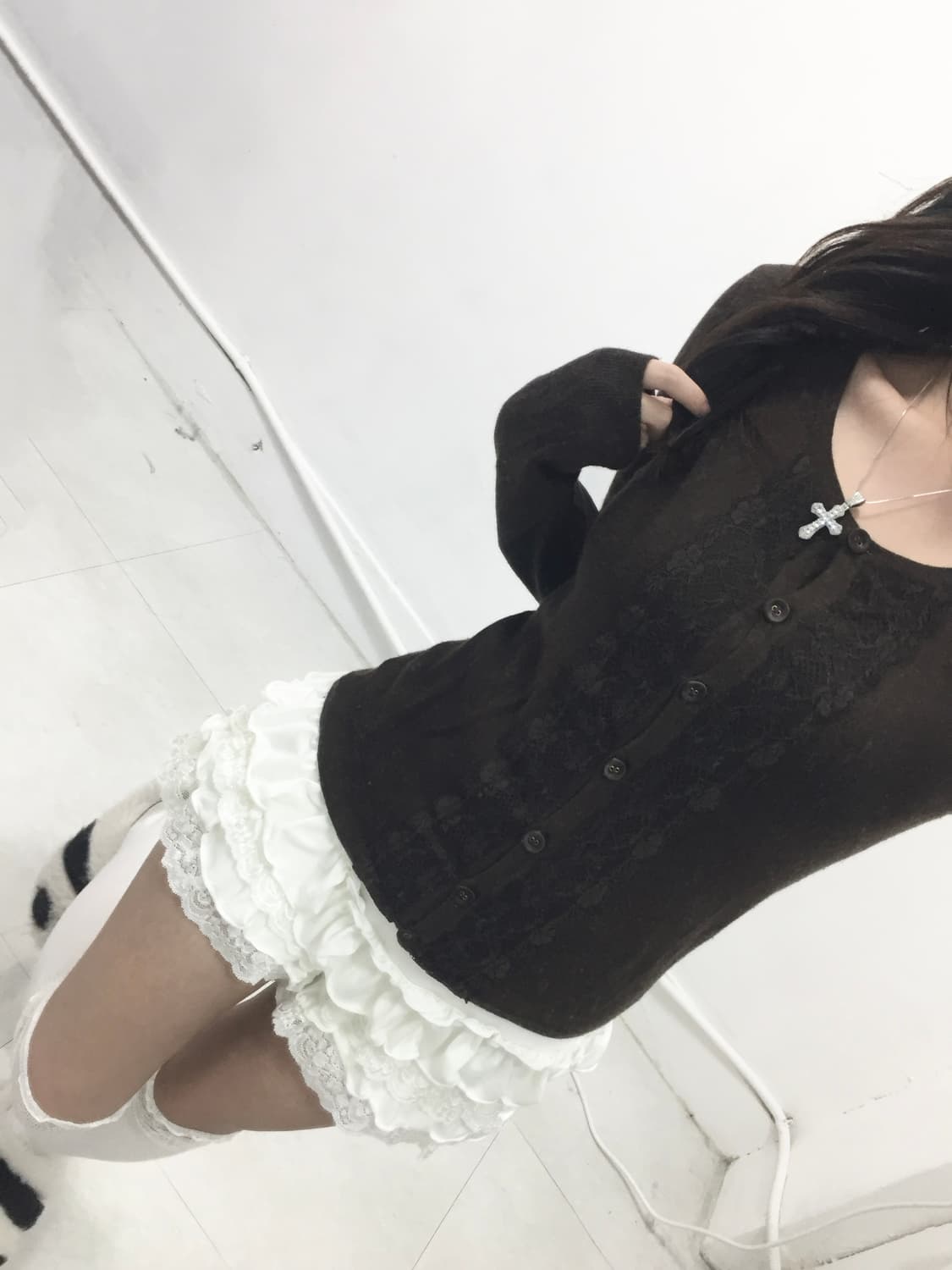 [LOUNIE] 라떼갸루 코코아 레이스 니트 롱슬리브 상품이미지2