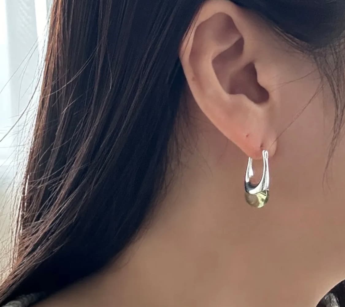 (sliver925) 아쿠아마린 원터치 이어링 새상품 상품이미지4