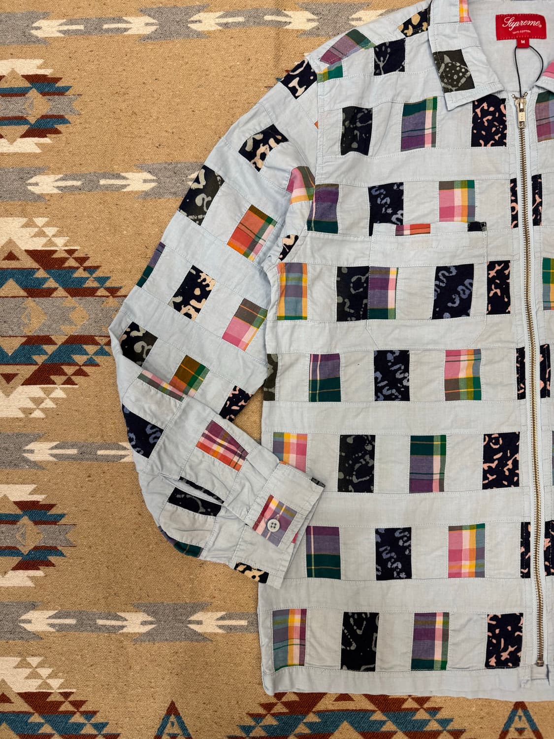 [M] 슈프림 패치워크 집업 셔츠 블루 상품이미지3