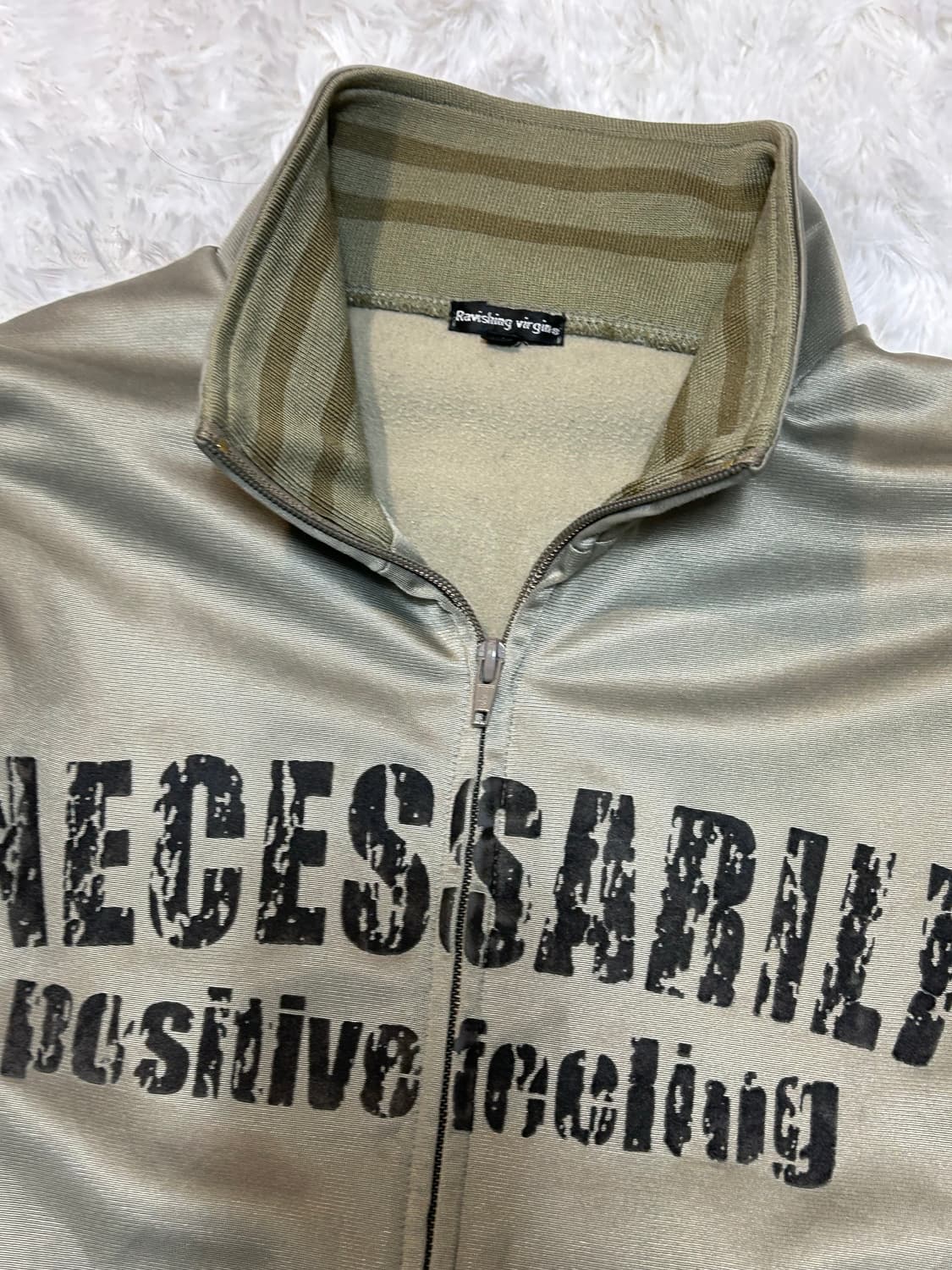 vintage khaki jersey zip-up 상품이미지3