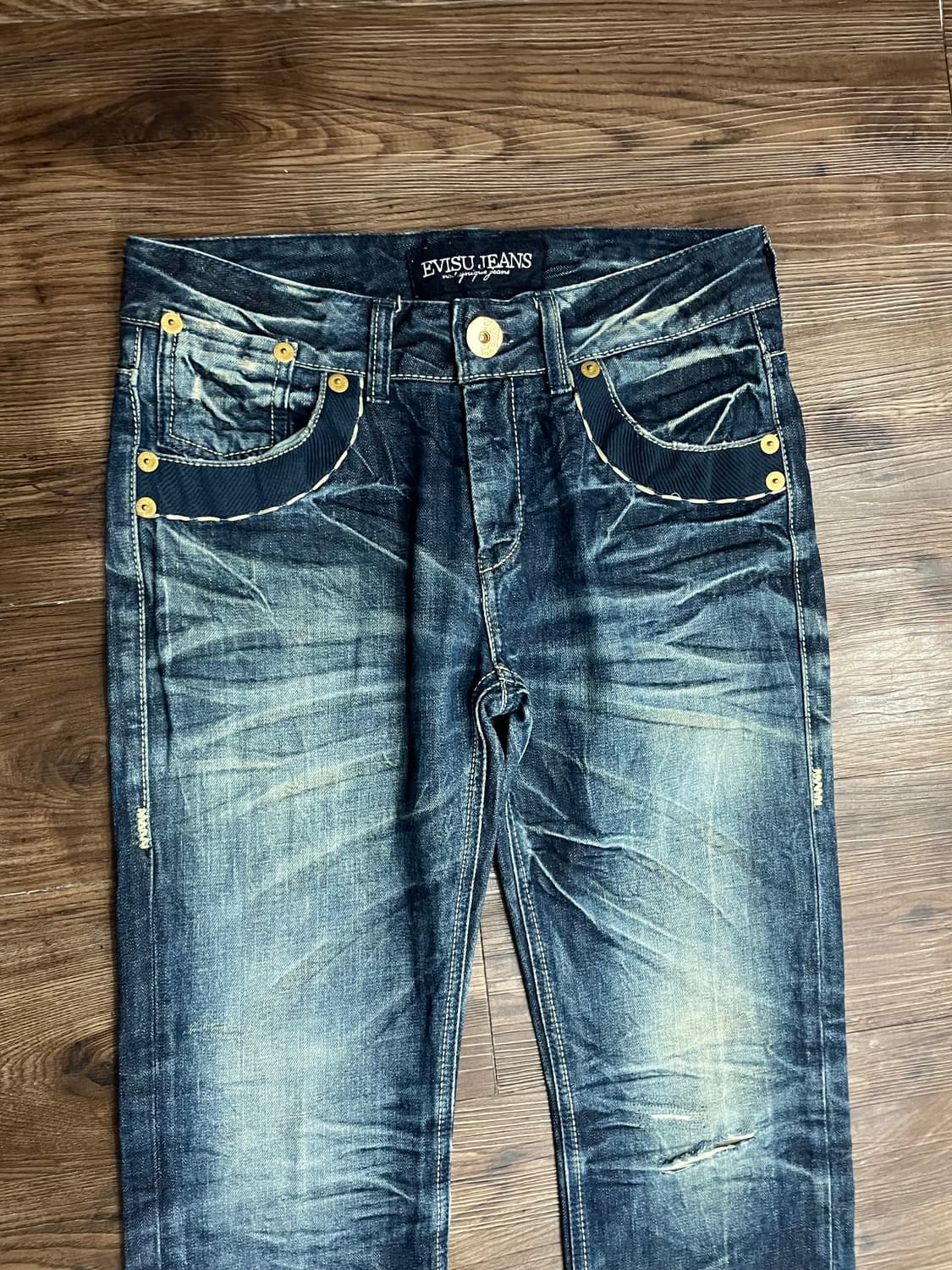 에비수 Evisu 빅로고 금장 워싱 데님 팬츠 상품이미지3